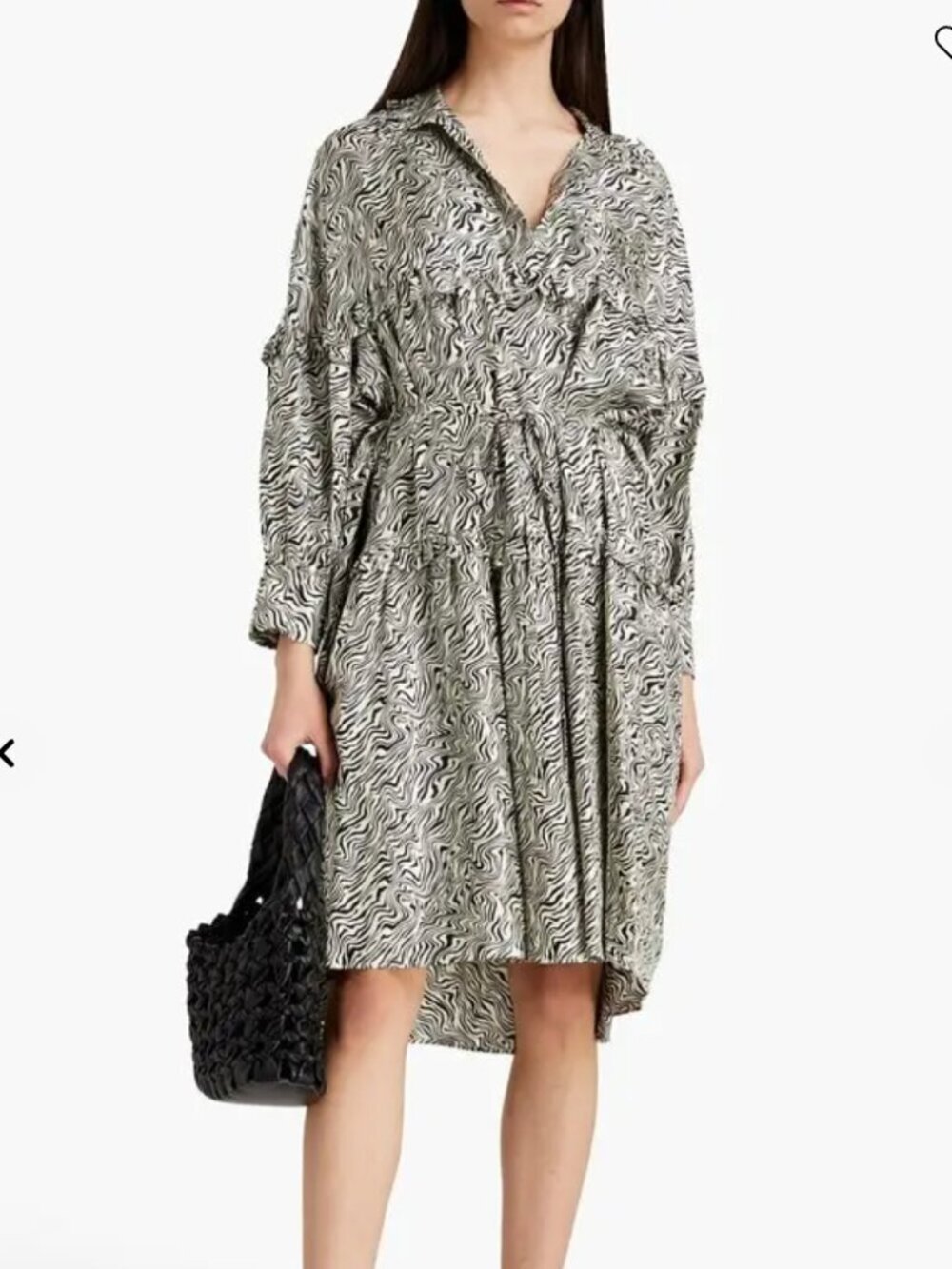 Sandro NWT Belted Zebra Print Silk Twill Mini Dress Long Sleeve Size 38 or US 6